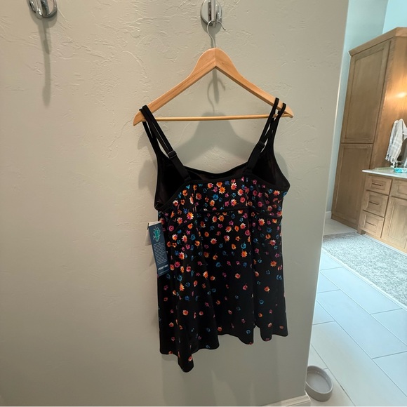 Longitude Black one pice swimsuit with Colorful Floral Design - Picture 3 of 5